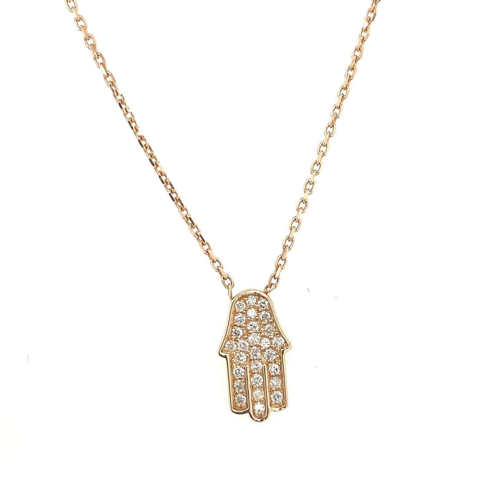 Collier Hamza en or rose 14ct serti de diamants sur une chaîne ajustable de 18ct en vente