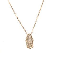 Hamza Diamant-Halskette aus 14 Karat Roségold mit verstellbarer 18 Karat Kette
