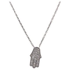 Hamza Diamond Necklace Set in 14ct White Gold on Adjustable 18ct Chain