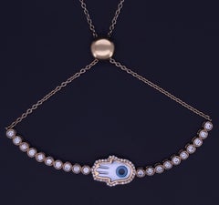 Hamza & Evil Eye Bracelet with Diamonds in 18K Yellow Gold
