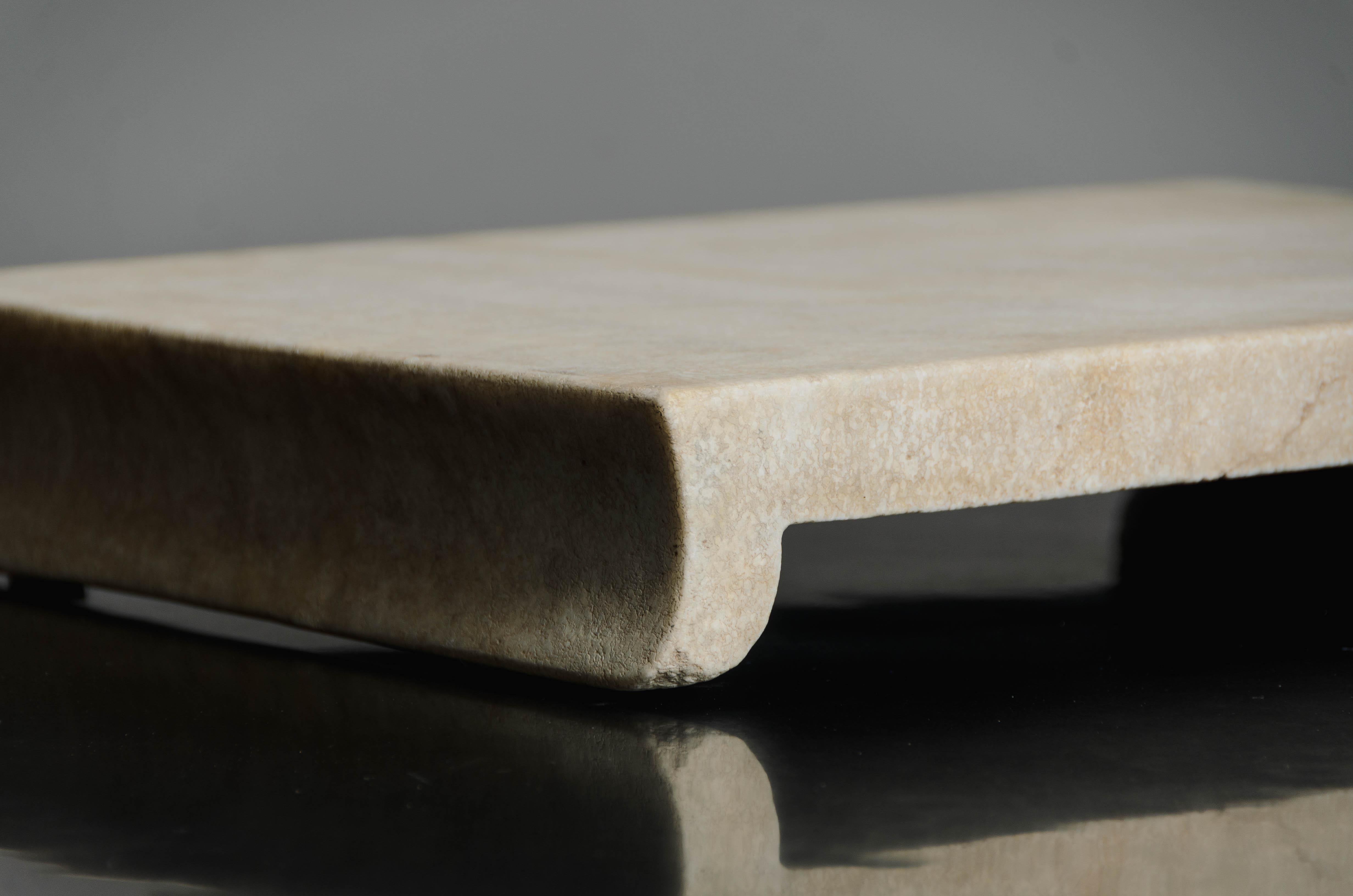 Chinese Han Bai Yu Stone Elevated Tray by Robert Kuo, Hand Carved, Limited Edition For Sale