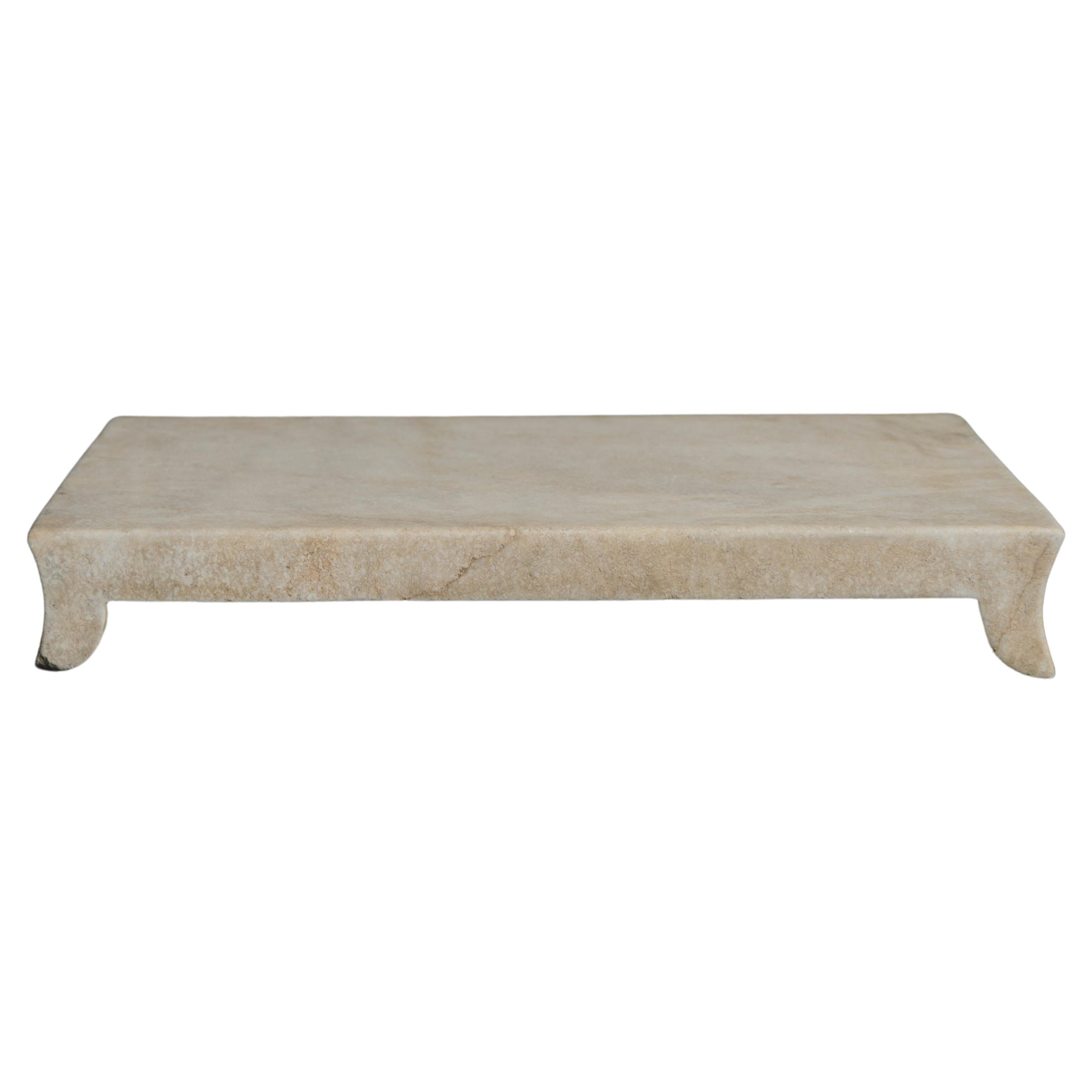 Han Bai Yu Stone Elevated Tray by Robert Kuo, Hand Carved, Limited Edition For Sale