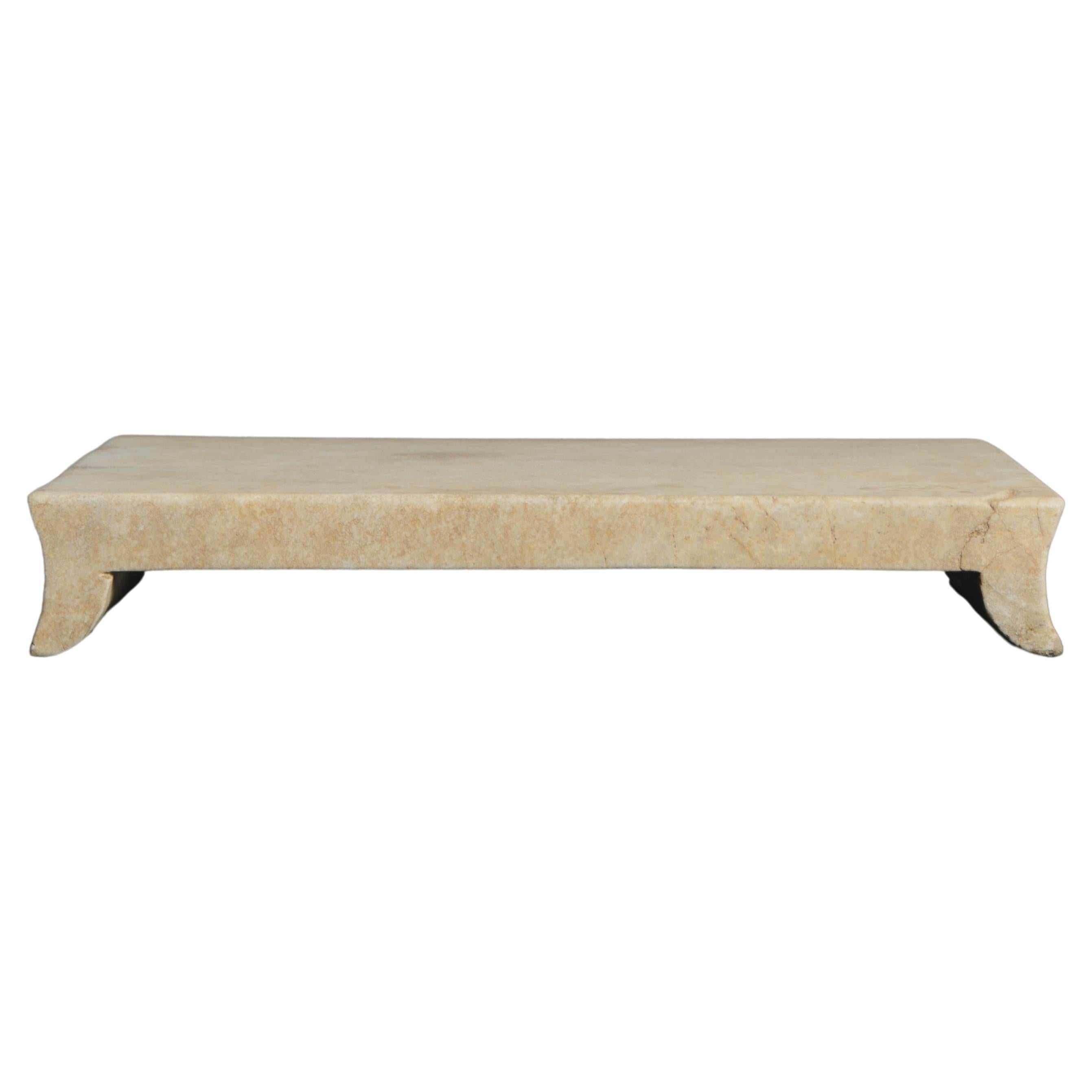 Han Bai Yu Stone Elevated Tray by Robert Kuo, Hand Carved, Limited Edition For Sale