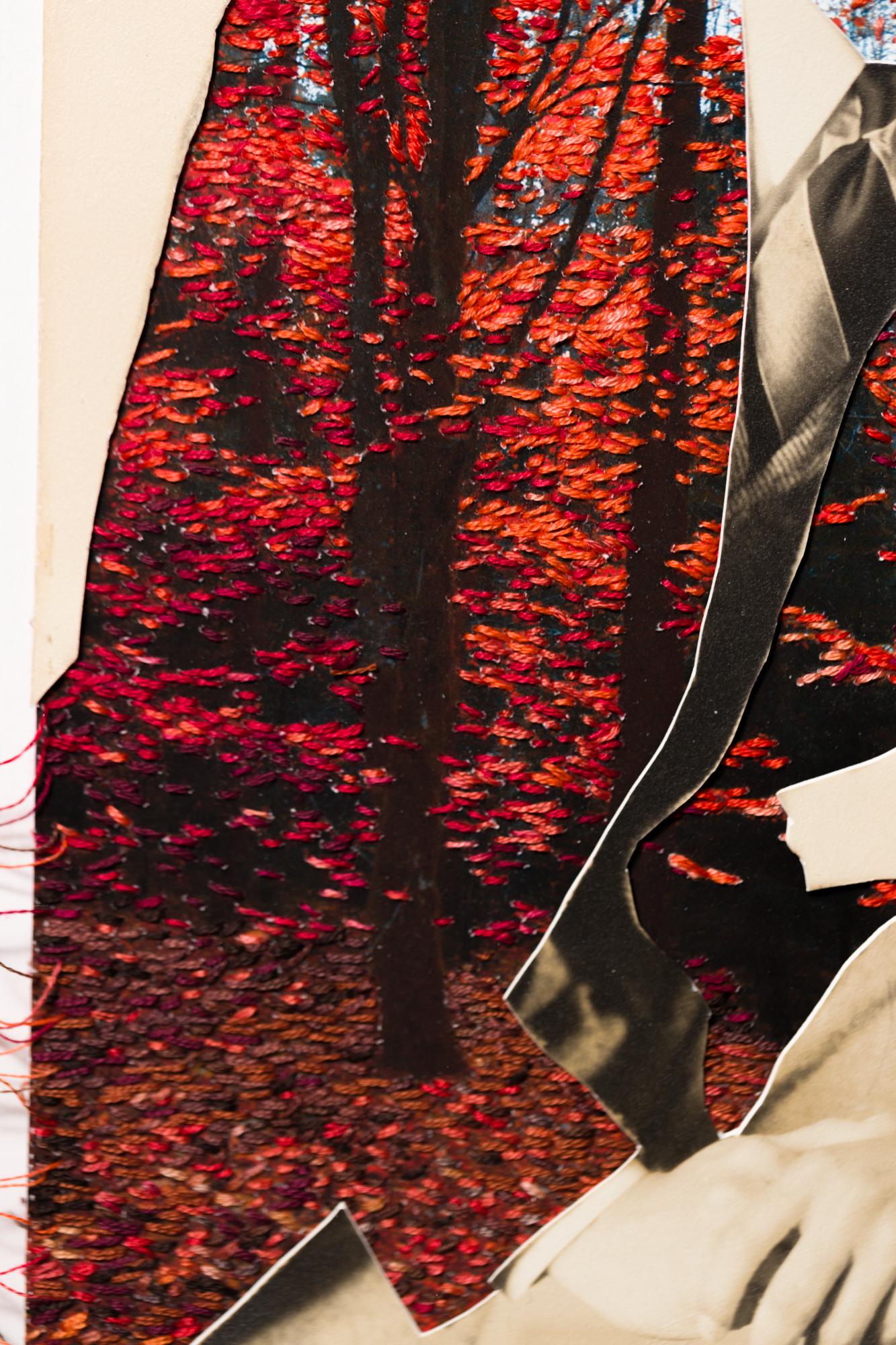 „Fallen“, figurativ, Porträt, Stickerei auf Vintage-Fotografie im Angebot 6