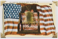 "Liberty Bell" French Knot and Hand Embroidery on Vintage Americana Postcard