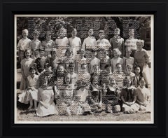 "No War But" Hidden Message in Cross Stitch Pattern on Vintage Photo