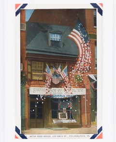 Handstickerei "Old Glory" mit französischen Knoten und historischen Bildern