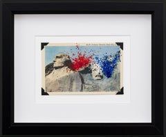 "Red, White and Blew (2025)" French Knot and Hand Embroidery on Vintage Postcard