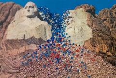 Han Cao - "Rushmore Rocks" French Knot Embroidery on Vintage Postcard by Han Cao "Rushmore Rocks" French Knot Embroidery on Vintage Postcard by Han Cao
