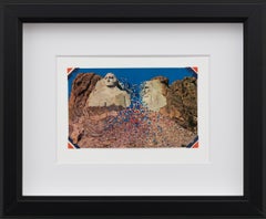 "Rushmore Rocks" French Knot Embroidery on Vintage Postcard by Han Cao