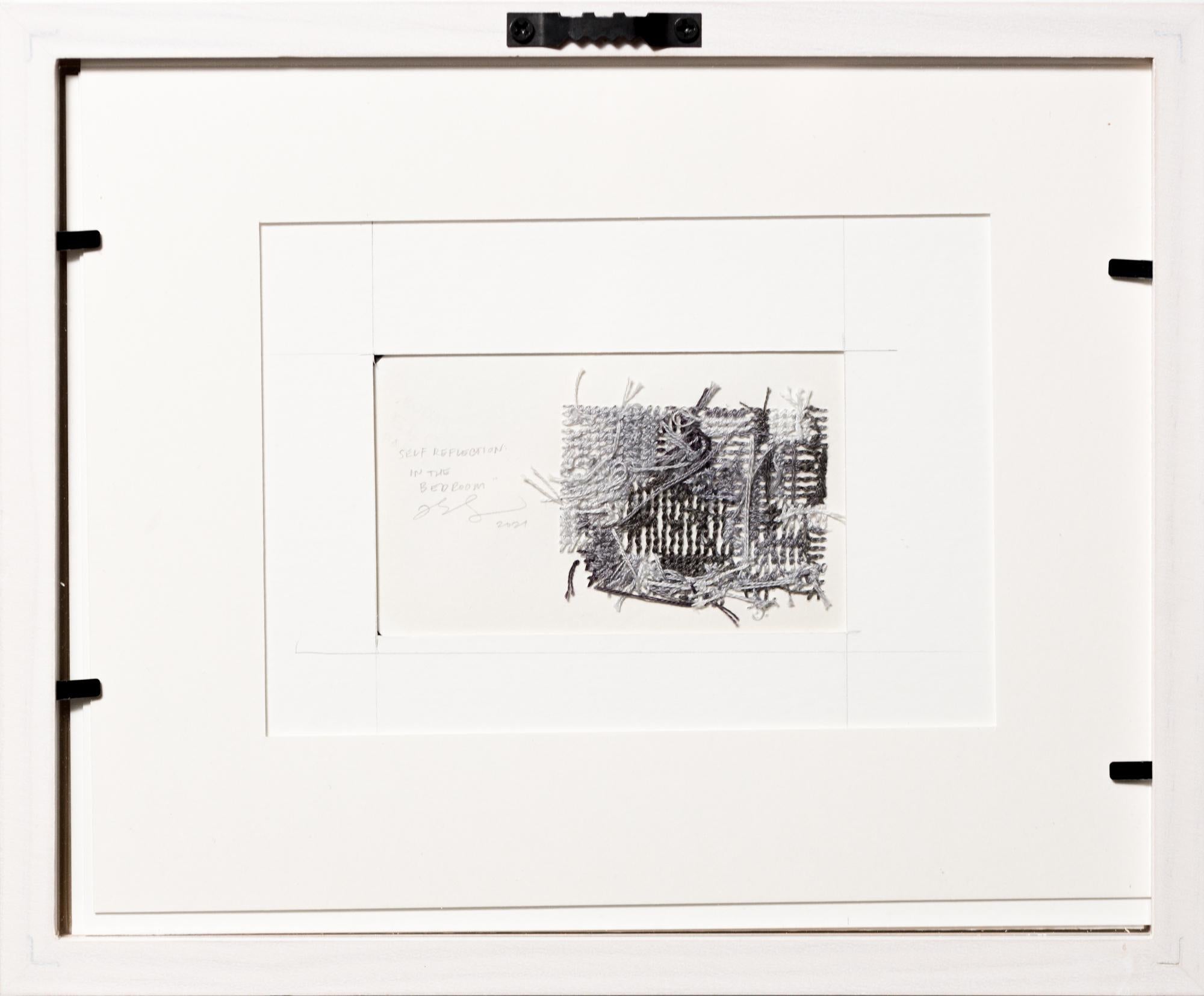 „Self-Reflection: In the Bedroom“, Figurative, Stickerei auf Vintage-Fotografie im Angebot 1