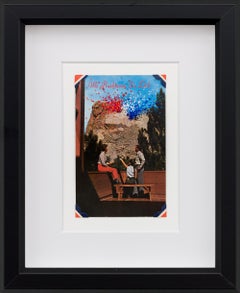 "Shrine of Democracy" Figurative, Embroidery on Vintage Photo