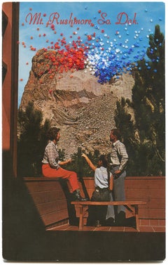 "Shrine of Democracy" Figurative, Embroidery on Vintage Photo