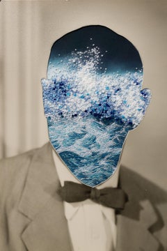 "Oleada", Retrato, Figurativo, Bordado sobre Fotografía Vintage