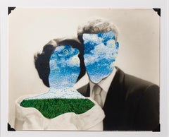 "The Sky-Crossed Lovers" Landscape Hand Embroidery on Collaged Paper Photograph