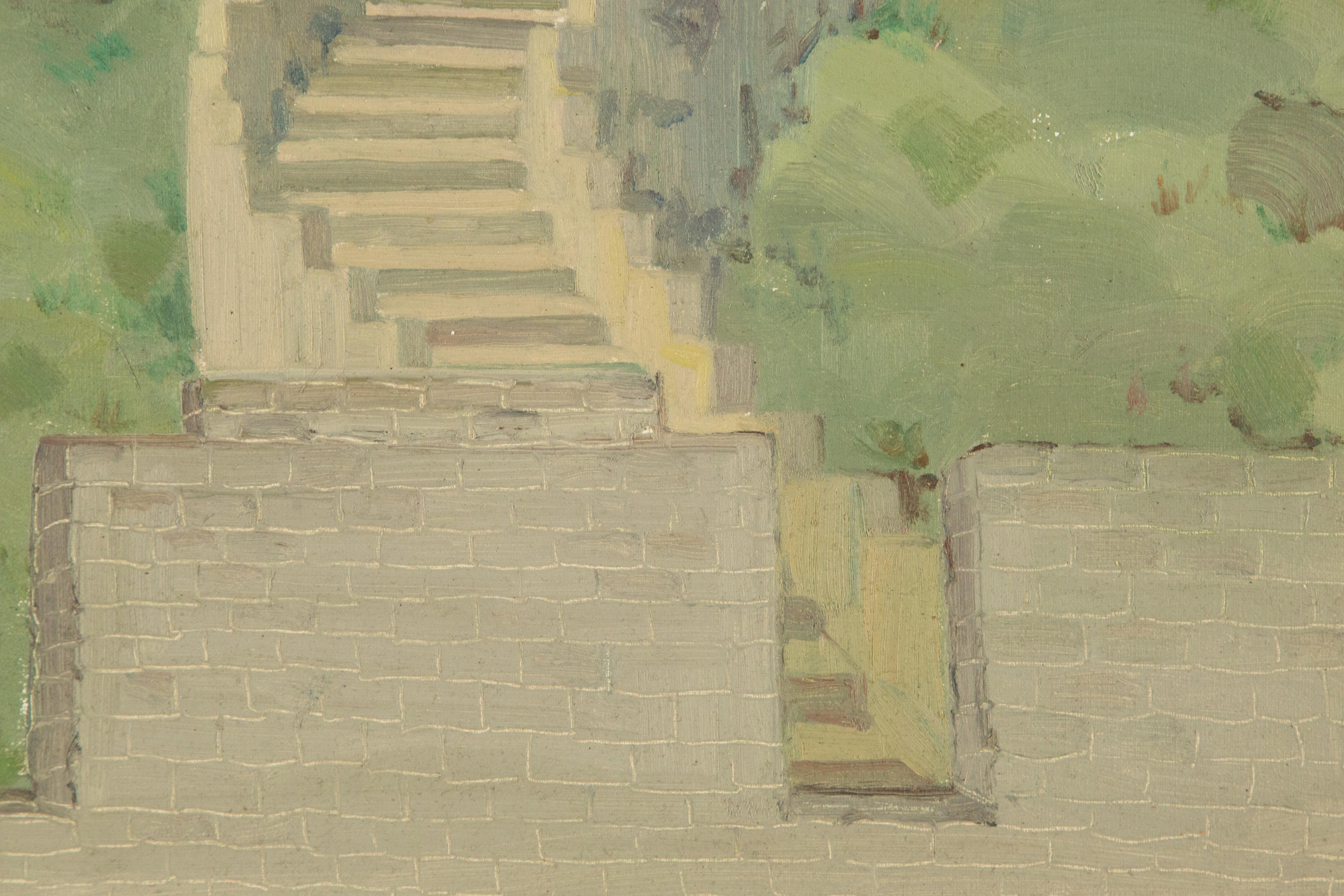 Huile sur toile originale du paysage Han Chen « The Great Wall » (Le grand mur) en vente 3