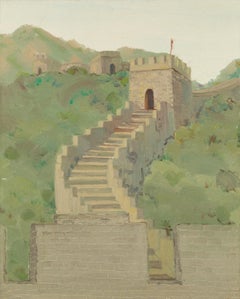 Han Chen Paisaje Original Óleo Sobre Lienzo "La Gran Muralla"
