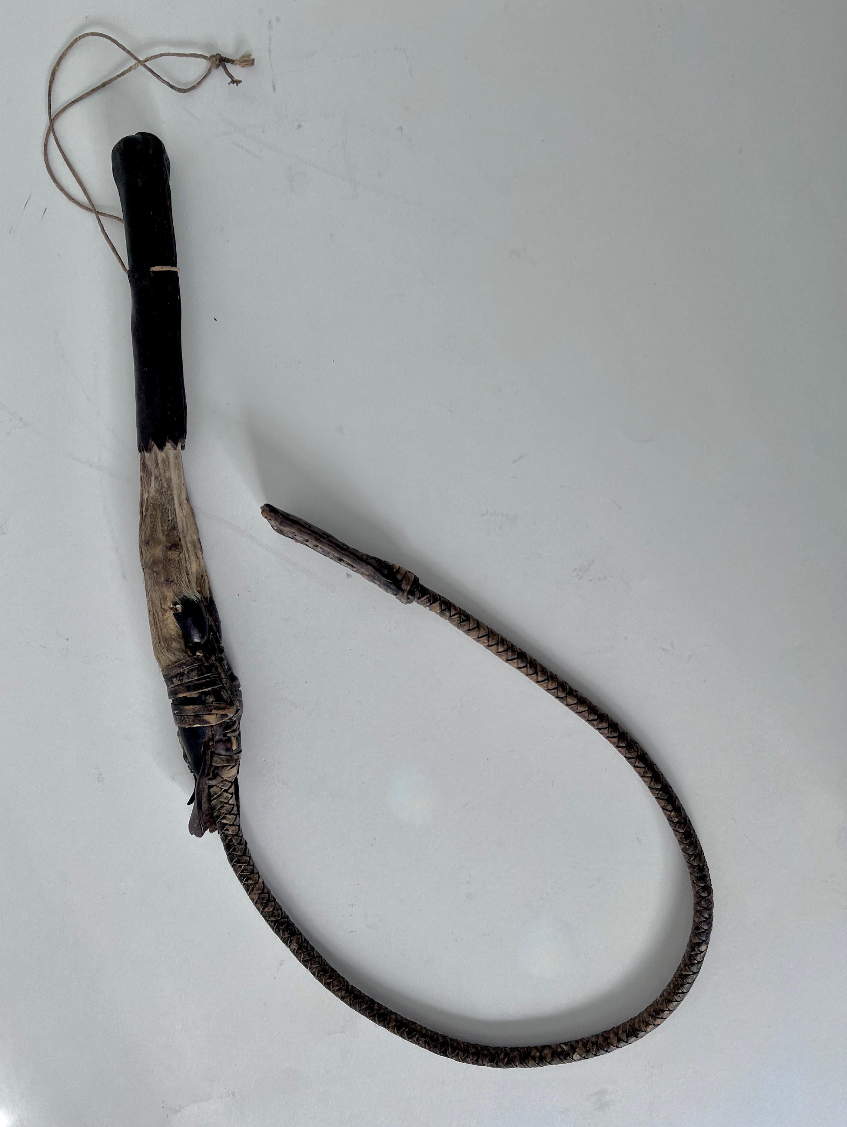 American Craftsman Han d Crafted Leather and Hoof Whip in the Style of Ralph Lauren  For Sale