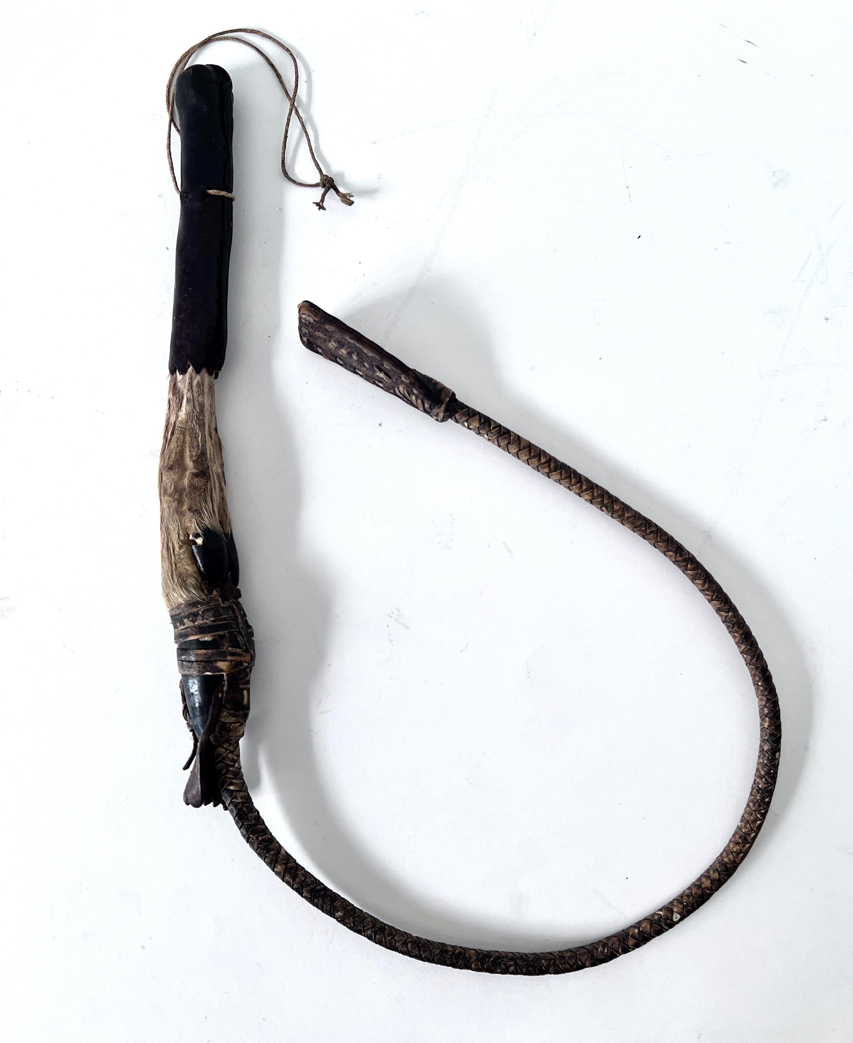 Hand-Crafted Han d Crafted Leather and Hoof Whip in the Style of Ralph Lauren  For Sale