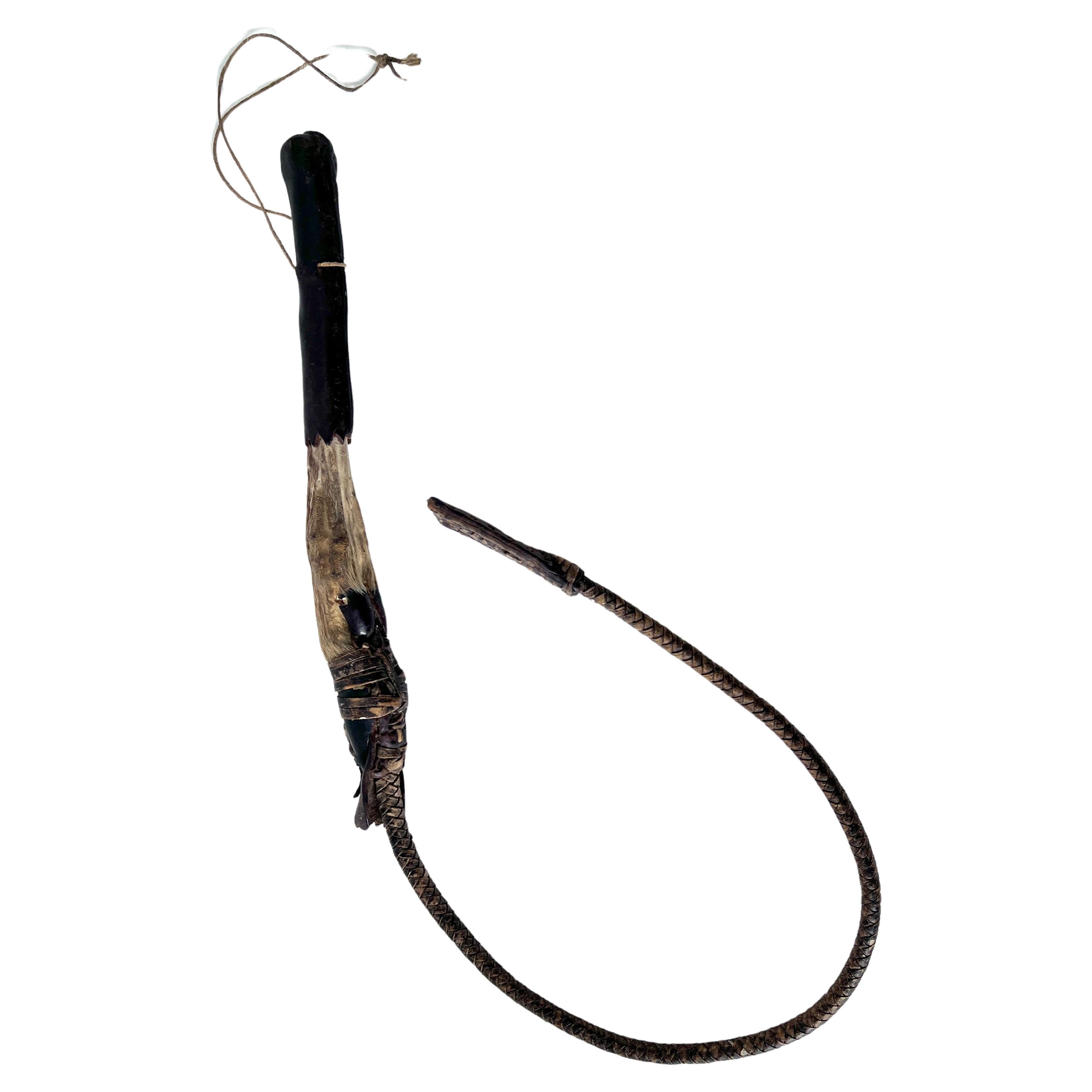Han d Crafted Leather and Hoof Whip in the Style of Ralph Lauren  For Sale