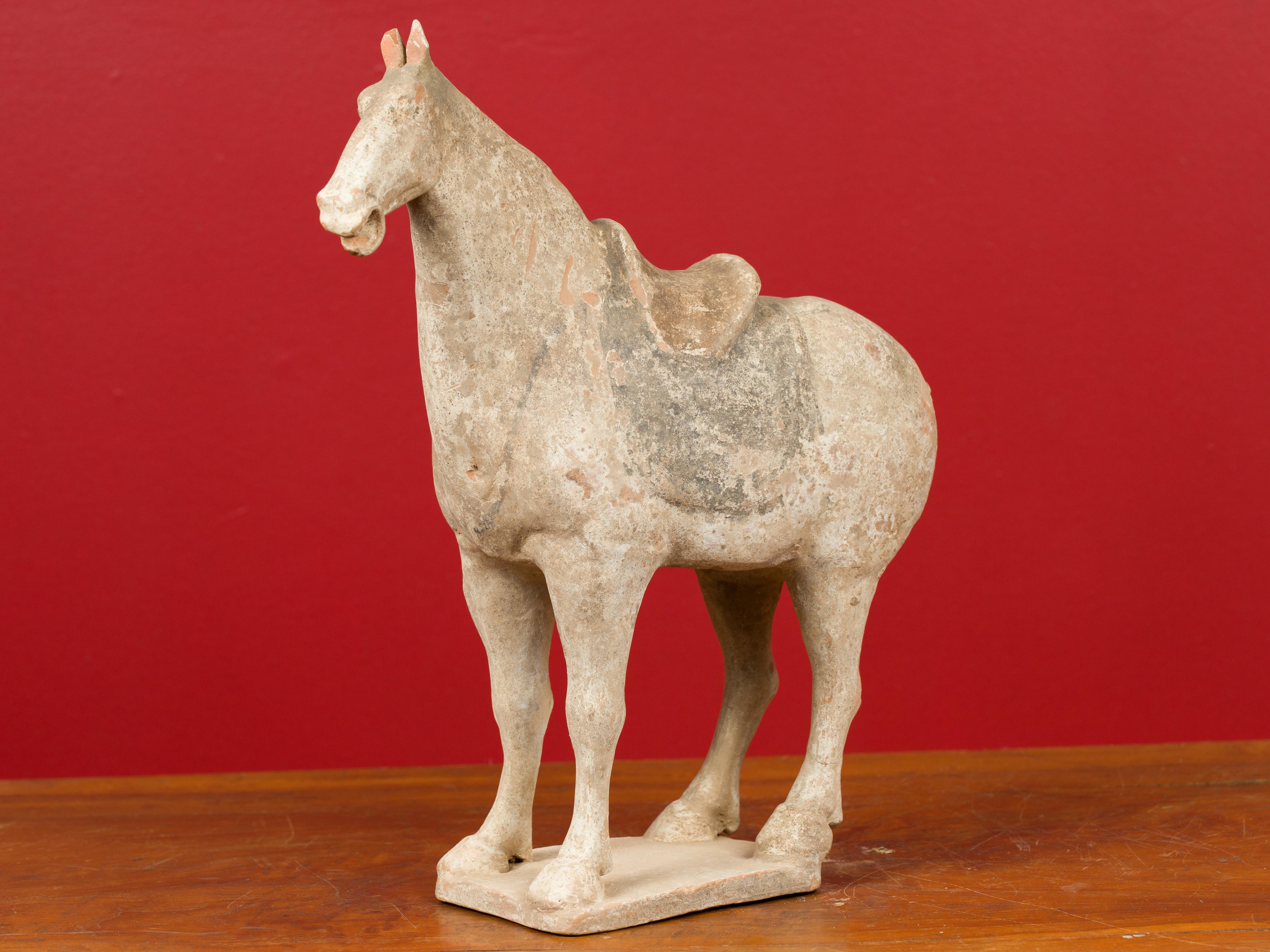 Pottery Han Dynasty 202 BC-200 AD Terracotta Mingqi Horse with Traces of Original Paint