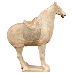 Antique Han Dynasty 202 BC-200 AD Terracotta Mingqi Horse with Traces of Original Paint