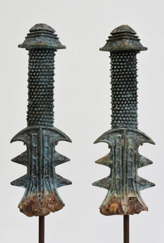 Han Dynasty, A Pair of Antique Chinese Bronze Sword Hilt with Stand