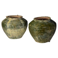Dinastia Han, una coppia di antichi vasi cinesi in ceramica smaltata Greene & Greene
