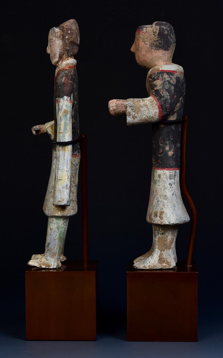 Paire de figurines de moineaux anciens en poterie peinte chinoise de la dynastie Han en vente 4