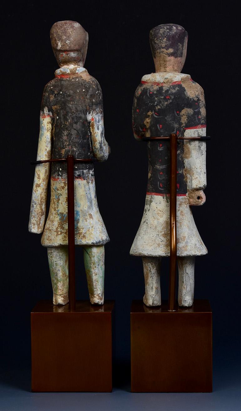 Paire de figurines de moineaux anciens en poterie peinte chinoise de la dynastie Han en vente 5