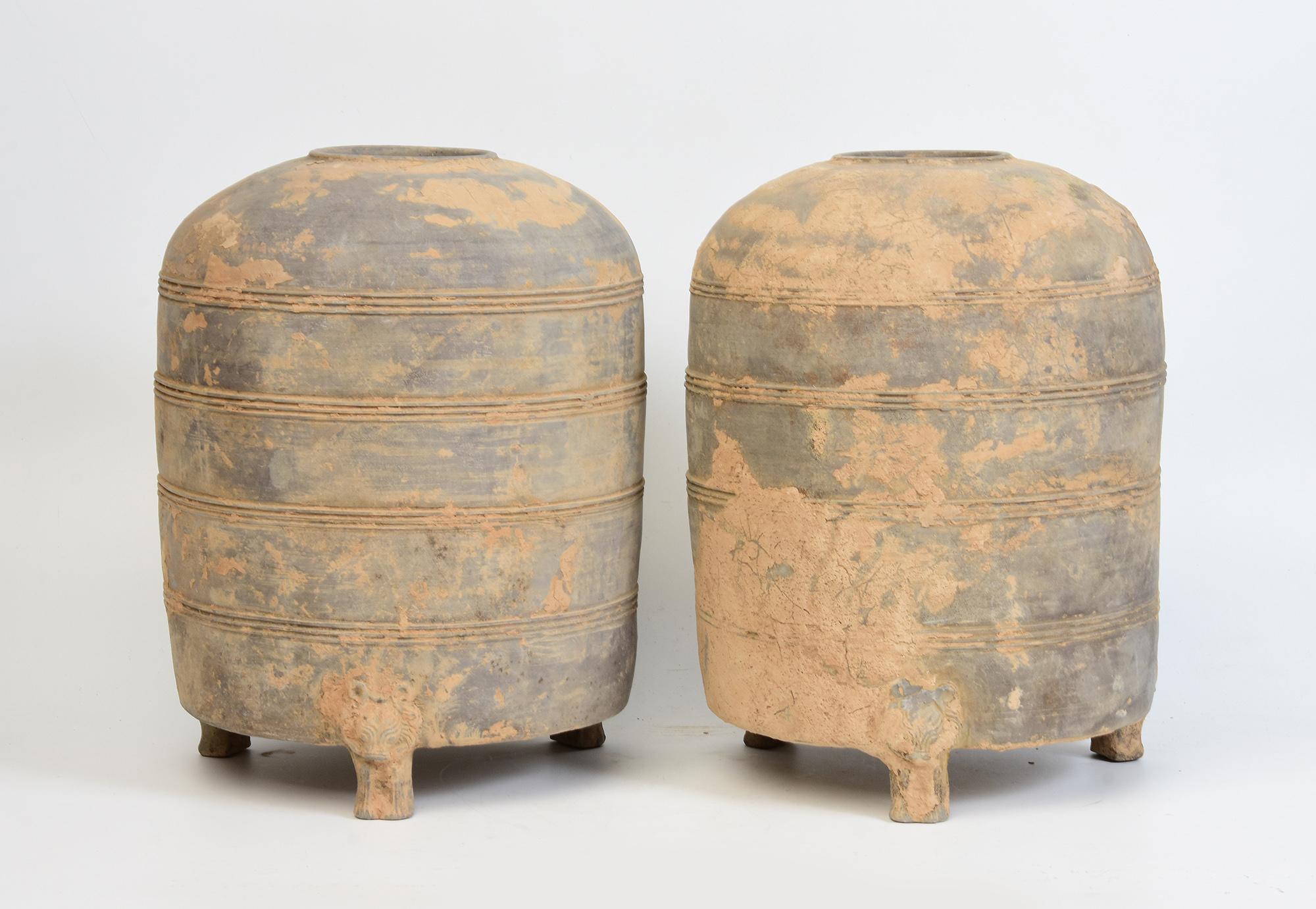Han Dynasty, A Pair of Antique Chinese Pottery Granary Jars 5