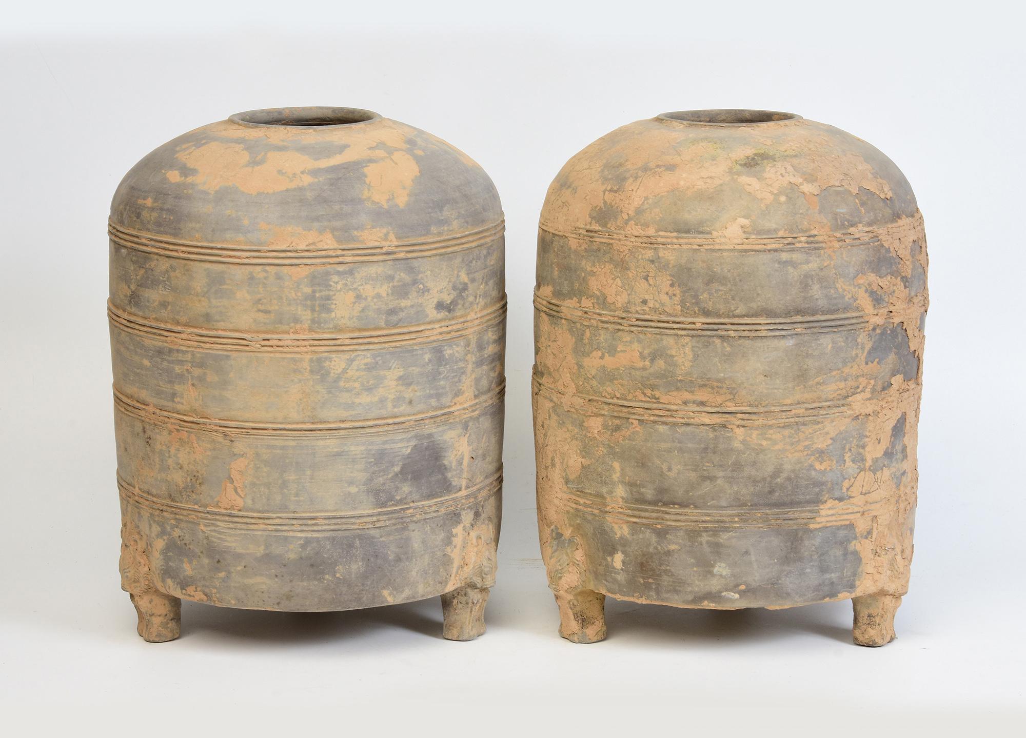 Han Dynasty, A Pair of Antique Chinese Pottery Granary Jars 8