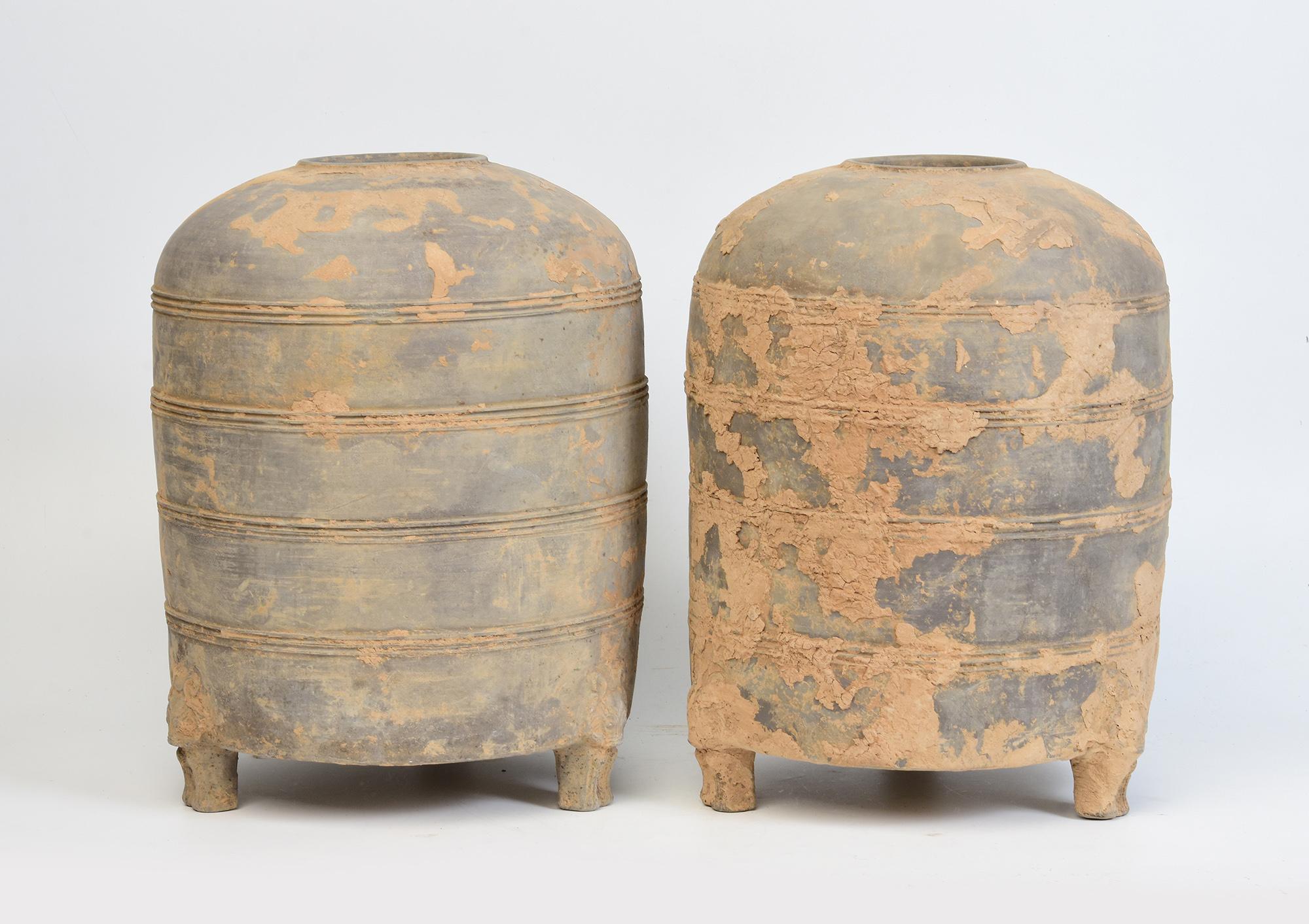Han Dynasty, A Pair of Antique Chinese Pottery Granary Jars 2