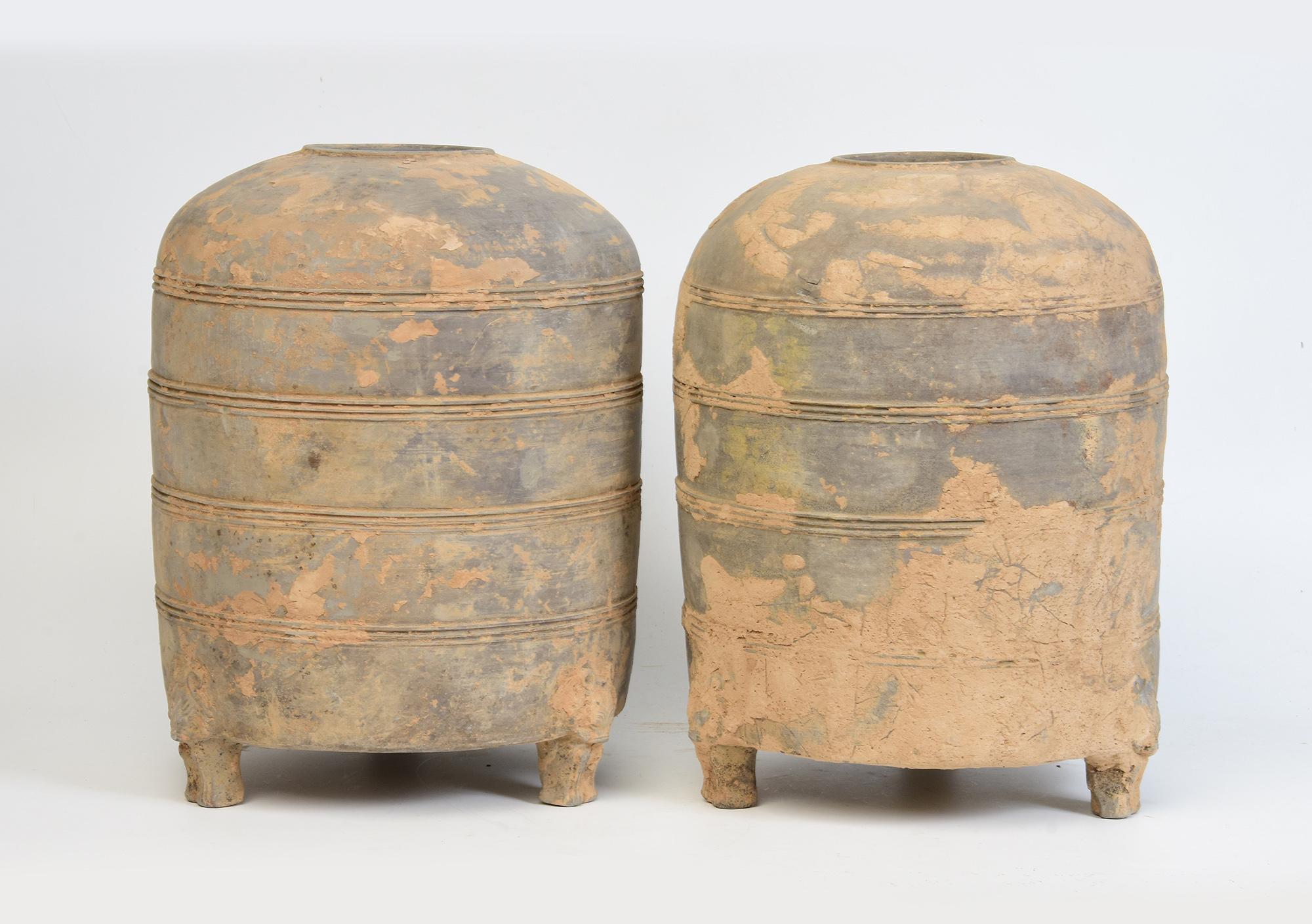 Han Dynasty, A Pair of Antique Chinese Pottery Granary Jars 4