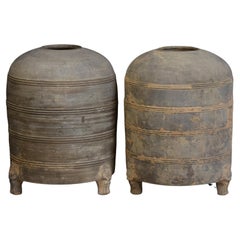 Han Dynasty, A Pair of Antique Chinese Pottery Granary Jars