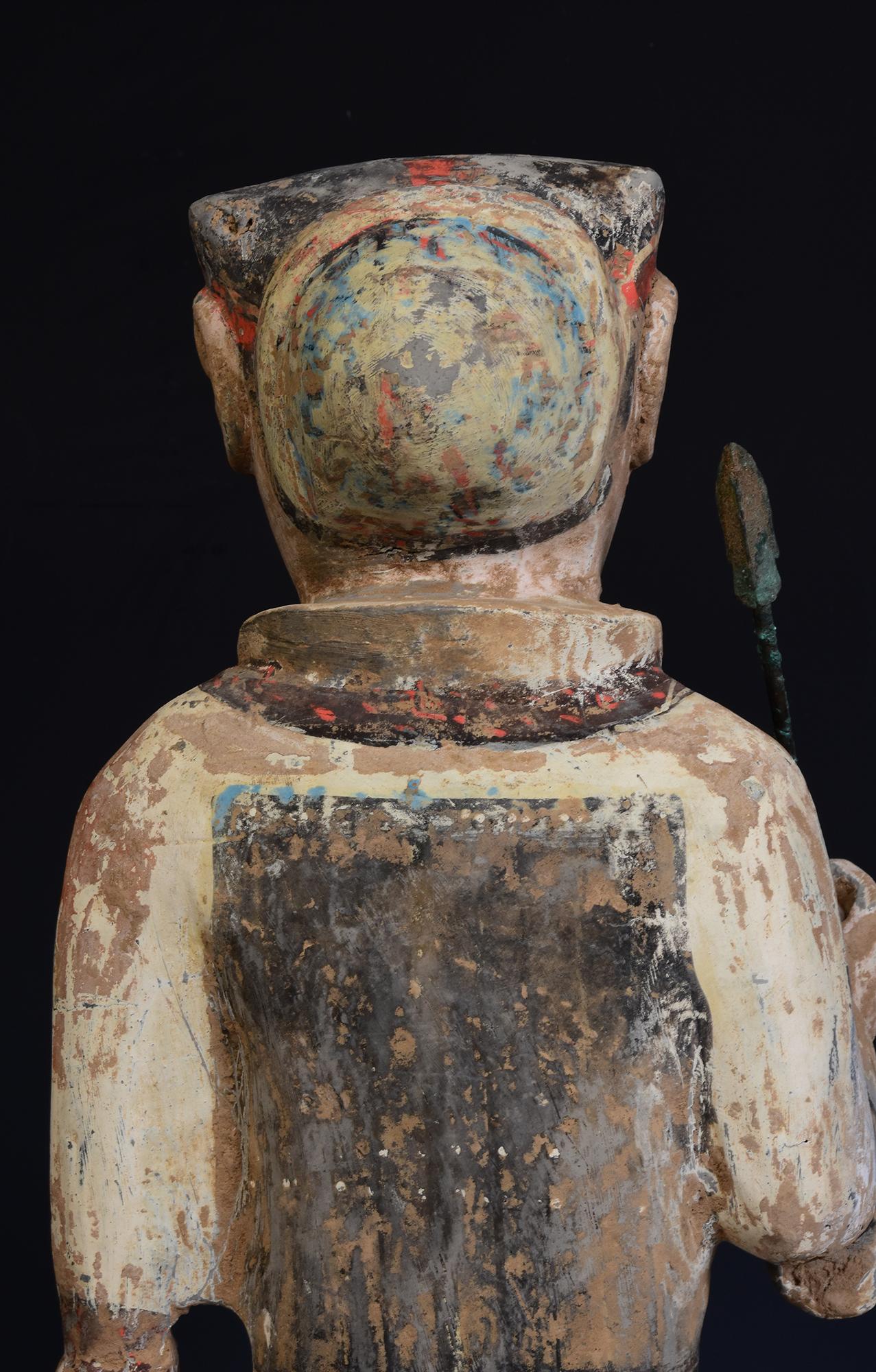 Han Dynasty, A Pair of Antique Chinese Pottery Warriors Holding Bronze Spear 9