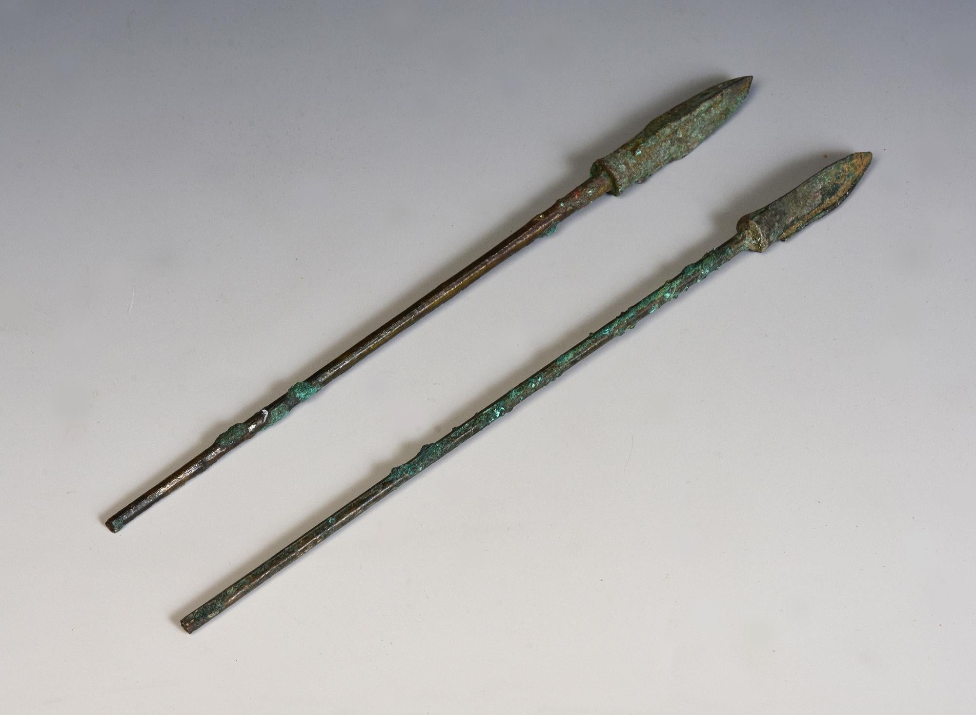 Han Dynasty, A Pair of Antique Chinese Pottery Warriors Holding Bronze Spear 15