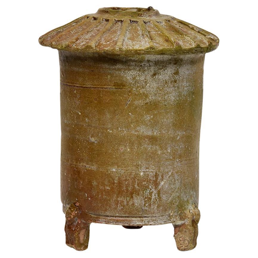 Dinastía Han, Antiguo tarro granero chino de cerámica vidriada marrón