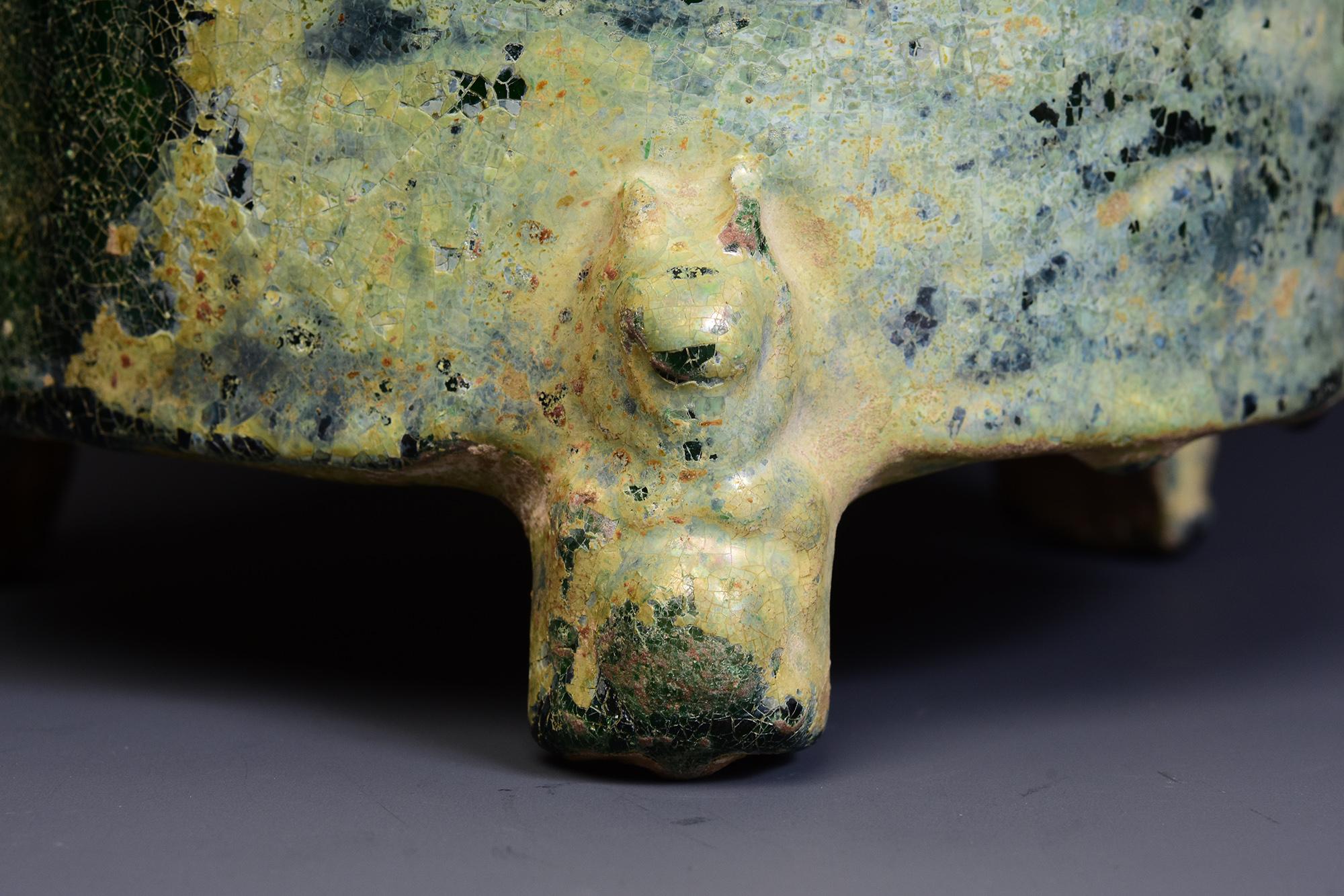Han Dynasty, antike chinesische grün glasierte Keramik Kornspeicher JAR 4