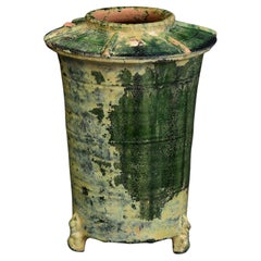 Han Dynasty, Antique Chinese Green Glazed Pottery Granary Jar