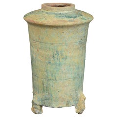 Han Dynasty, Antique Chinese Green Glazed Pottery Granary Jar