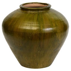 Dynastie Han, ancienne jarre chinoise en poterie à glaçure verte