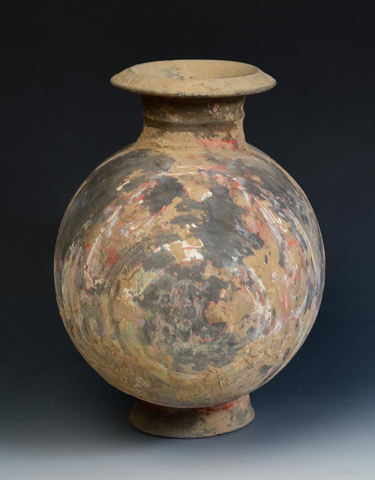 Han Dynasty, Antique Chinese Painted Pottery Cocoon Jar For Sale 5