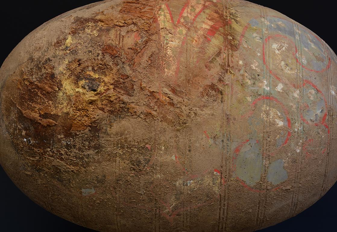 Dinastía Han, Antigua Jarra de Capullo de Cerámica China Pintada en venta 3