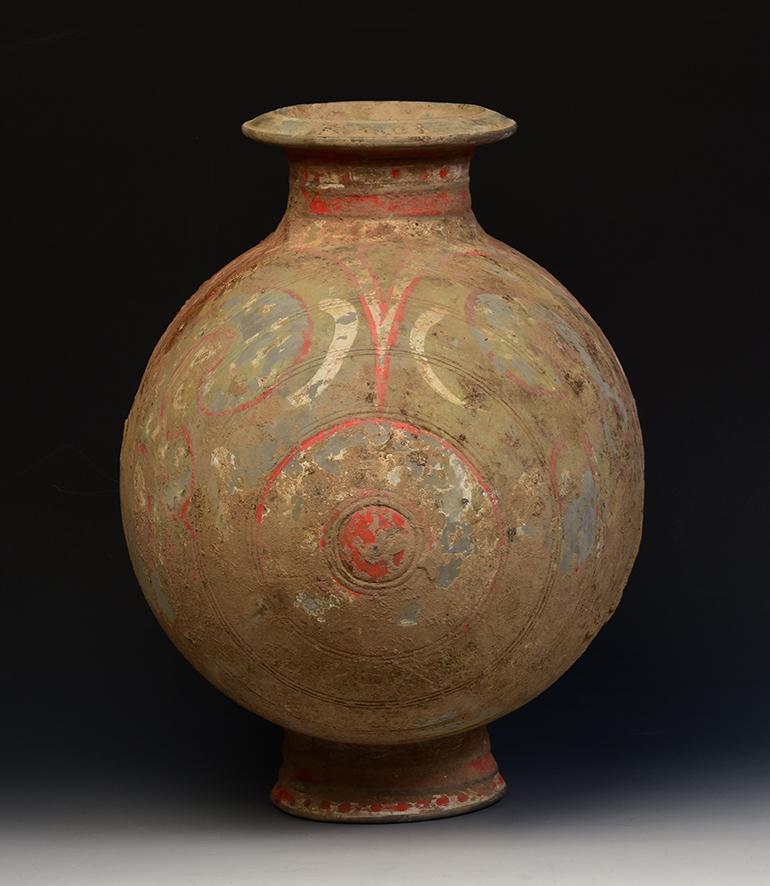 Dinastía Han, Antigua Jarra de Capullo de Cerámica China Pintada en venta 4