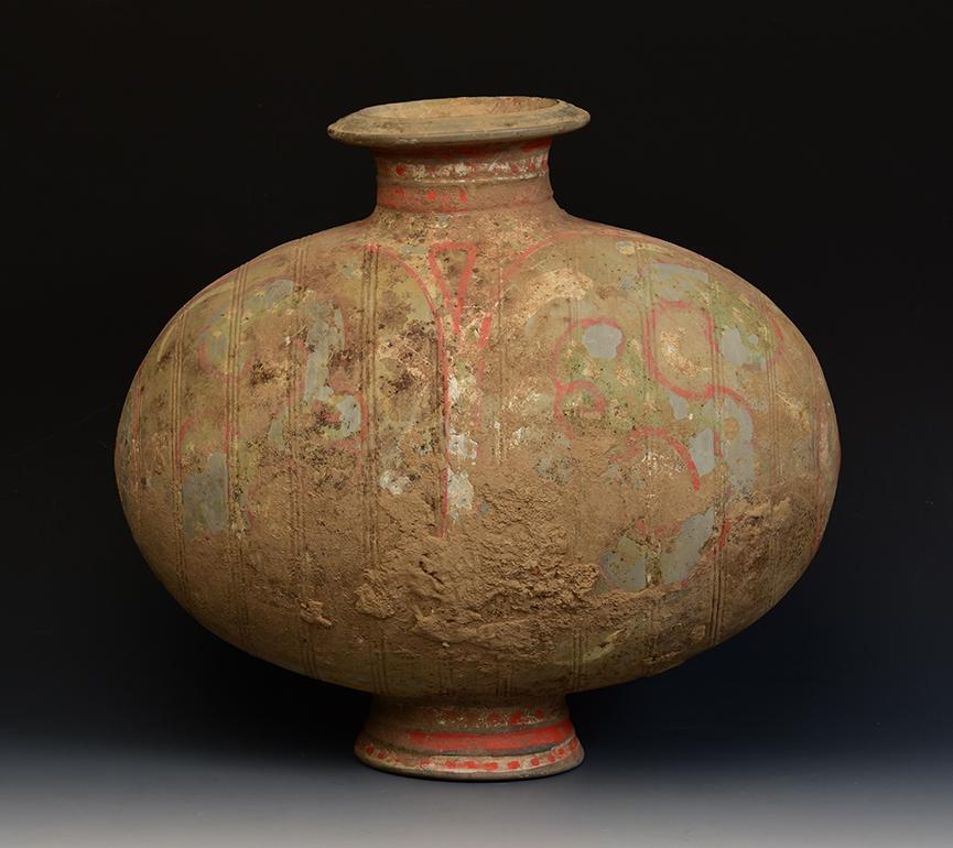 Han Dynasty, Antique Chinese Painted Pottery Cocoon Jar For Sale 6