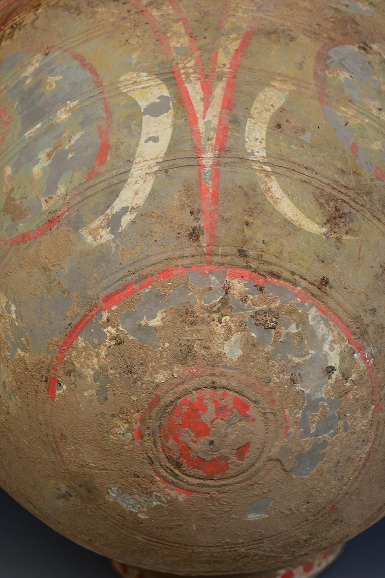 Dinastía Han, Antigua Jarra de Capullo de Cerámica China Pintada en venta 5