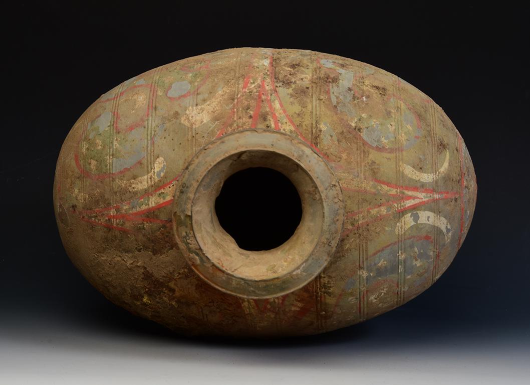 Dinastía Han, Antigua Jarra de Capullo de Cerámica China Pintada en venta 7