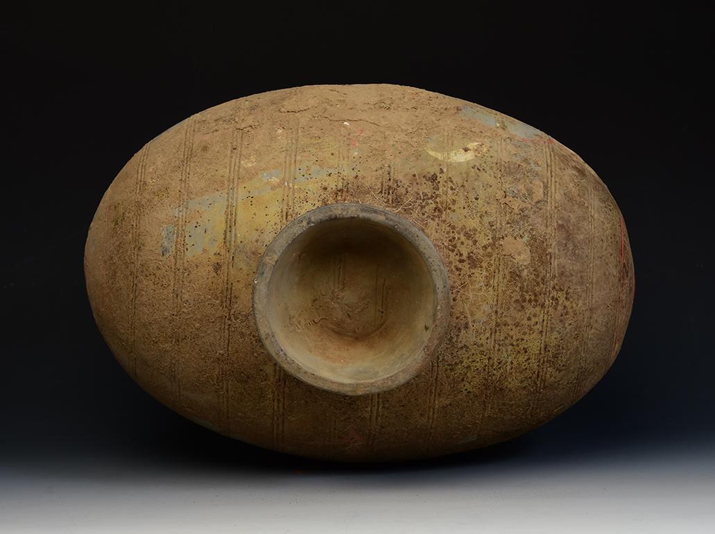 Dinastía Han, Antigua Jarra de Capullo de Cerámica China Pintada en venta 8