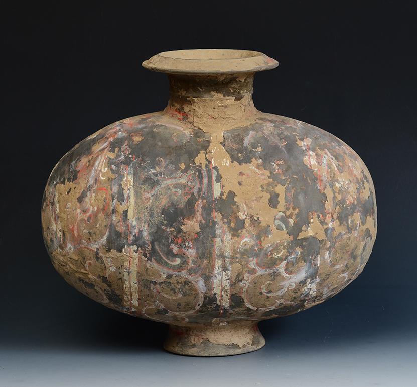 Chinese painted pottery cocoon jar with original pigments remaining. 

The cocoon jar is sometimes called a 